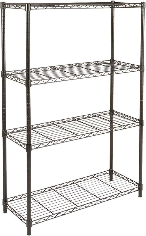 4-Shelf Storage Unit with Height Adjustable Shelves and Levelling Feet, 640 Kg Max Weight, Black, 35.6 Cm D X 91.4 Cm W X 137.1 Cm H